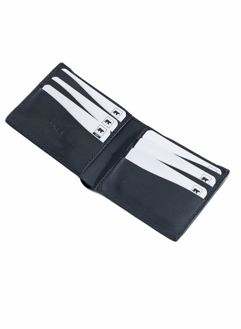 Odra Leather Odra FrameFold Real Leather Wallet for Men – 9-Pocket Bifold Design – Black (NO900) - Image 3